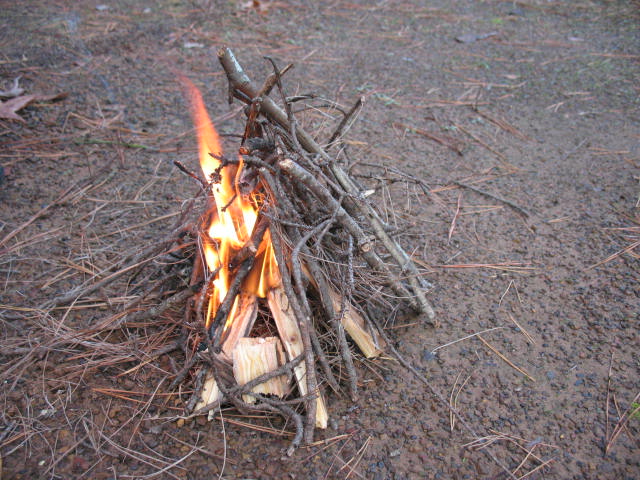 How can you safely make a fire in a teepee?